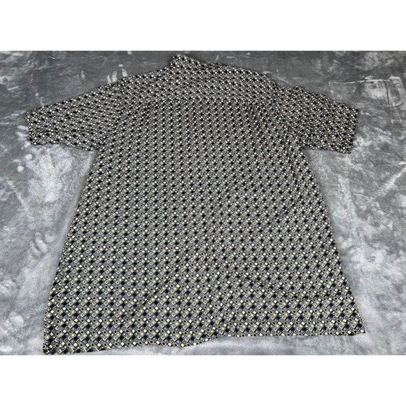 Ron Chereskin Men Button Up Shirt LT Gray Geometric Silk Short Sleeve - Picture 2 of 7